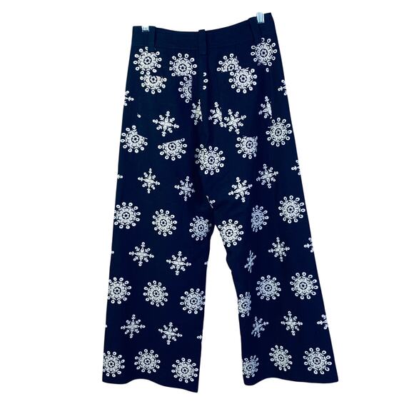ZARA Pants Small‎ Linen Blend Culotte Embroidered Wide Leg Cropped Boho Trousers - Picture 4 of 15